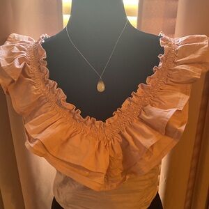 Wild Fable Pink Cropped Ruffle Blouse. Junior’s Size Small